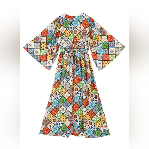Dawn O’Porter X Joanie - Sunrise Vintage Tile Print Midaxi Dress - Picture 4 of 12